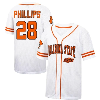 Men's Oklahoma State Cowboys Brennan Phillips Colosseum Free Spirited Baseball Jersey - Replica White/Orange